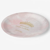 Classy Crown Pink Quinceanera Custom Papieren Bordje (Gekanteld)