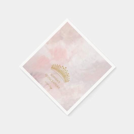 Classy Crown Pink Quinceanera Custom Servet (Hoek)