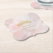 Classy Crown Pink Quinceanera Party Custom Kartonnen Onderzetters (Gekanteld)