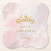 Classy Crown Pink Quinceanera Party Custom Kartonnen Onderzetters (Voorkant)