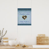 Classy Cupid in Heart, Blue & Gold Welcome Poster (Keuken)