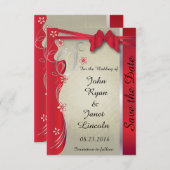 Classy Curvy-ontwerp | Deep Red Save The Date (Voorkant / Achterkant)