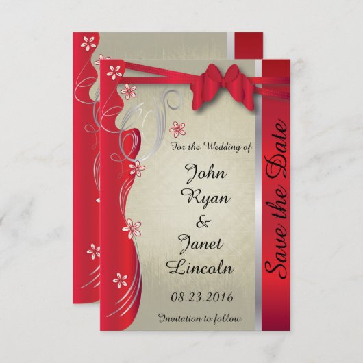  Classy Curvy-ontwerp | Deep Red Save The Date (Voorkant / Achterkant)