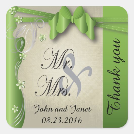 Classy Curvy-ontwerp | Peridot Green Vierkante Sticker (Voorkant)