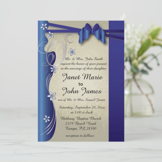 Classy Curvy-ontwerp | Sapphire en Silver Kaart (Staand voorkant)