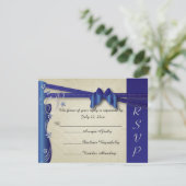  Classy Curvy-ontwerp | Sapphire en Silver RSVP Kaartje (Staand voorkant)