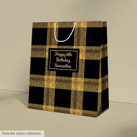 Classy Custom Black and Gold Gift Bag Medium Cadeauzakje
