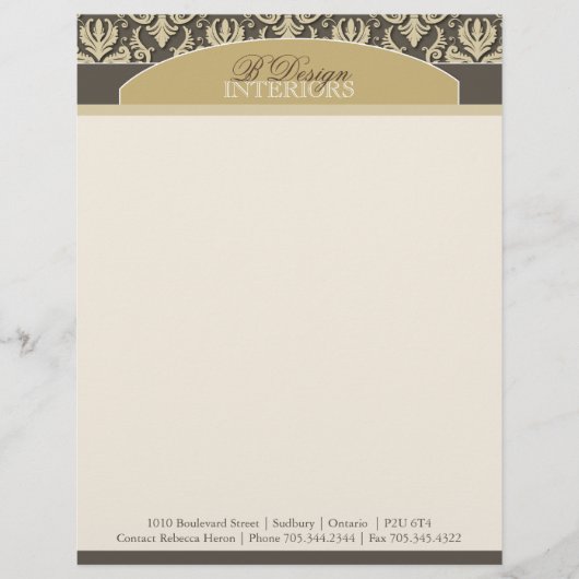 Classy Custom Interior Designer Letterhead Persoonlijk Briefhoofd (Voorkant)