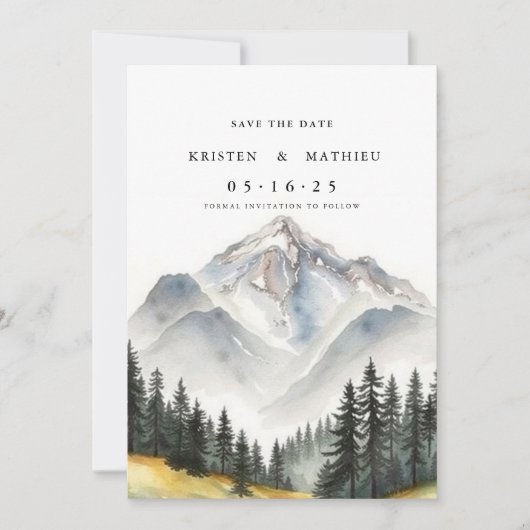 Classy Custom Mountain Save The Date (Voorkant)