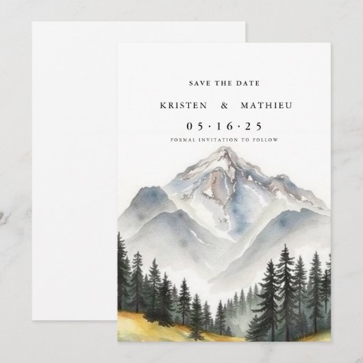Classy Custom Mountain Save The Date (Voorkant / Achterkant)