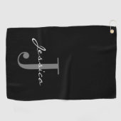 Classy Custom Name + Initiaal Golf Towel Golfhanddoek (Horizontaal)