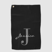 Classy Custom Name + Initiaal Golf Towel Golfhanddoek (Voorkant)