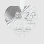Classy Damask - 25th Silver Wedding Jubileum Ornament (achterkant)