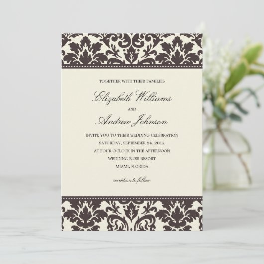 CLASSY DAMASK | AFBEELDINGSINVITATIE KAART (Staand voorkant)