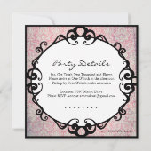 Classy Damask Birthday Party Invitation Kaart (Achterkant)
