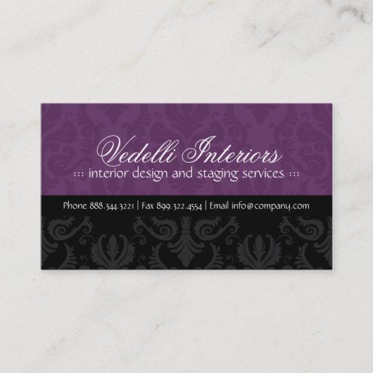 Classy Damask Designer Visitekaartje (Voorkant)