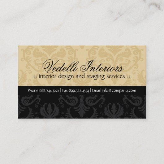 Classy Damask Designer Visitekaartje (Voorkant)