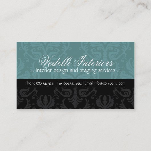 Classy Damask Designer Visitekaartje (Voorkant)