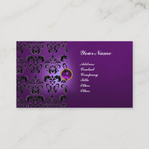 CLASSY DAMASK GEM MONOGRAM VISITEKAARTJE