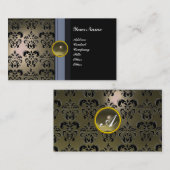 CLASSY DAMASK GEM MONOGRAM zwart grijs Visitekaartje (Voorkant / Achterkant)