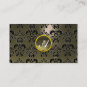 CLASSY DAMASK GEM MONOGRAM zwart grijs Visitekaartje (Achterkant)