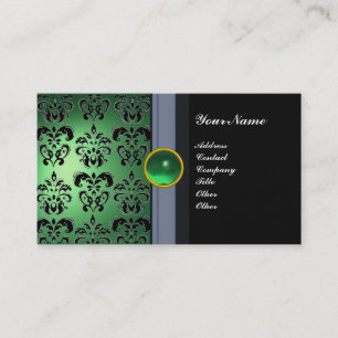 CLASSY DAMASK GEM MONOGRAM zwart groen Visitekaartje