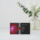 CLASSY DAMASK GEM MONOGRAM zwart rood bordeaux Visitekaartje (Staand voorkant)
