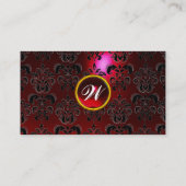 CLASSY DAMASK GEM MONOGRAM zwart rood bordeaux Visitekaartje (Achterkant)