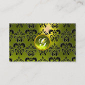 CLASSY DAMASK GEM MONOGRAM zwart topaz geel Visitekaartje (Achterkant)