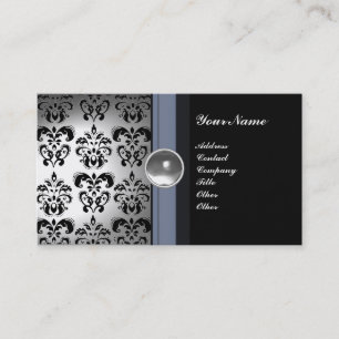 CLASSY DAMASK GEM MONOGRAM zwart wit Visitekaartje