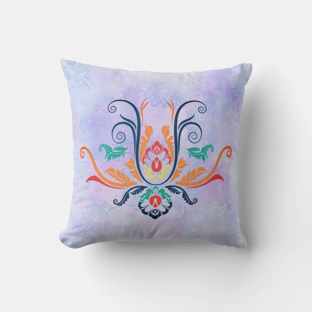 Classy Damask Geometric Flora met takken Kussen (Voorkant)