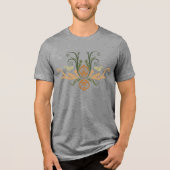 Classy Damask Geometric Flora met takken Tri-Blend Shirt (Voorkant)