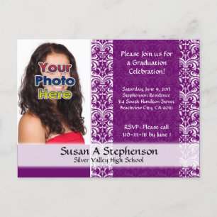 Classy Damask Graduation Party Invitation Foto Uitnodiging Briefkaart