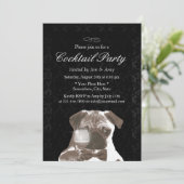 Classy Damask Housewarming Cocktail Party Kaart (Staand voorkant)