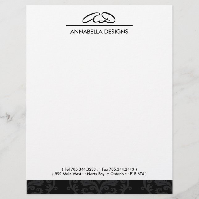 Classy Damask Letterhead Briefhoofd (Voorkant)