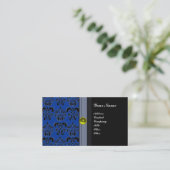 CLASSY DAMASK MONOGRAM blauw grijs topaas geel Visitekaartje (Staand voorkant)