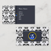 CLASSY DAMASK MONOGRAM blue sapphire gold Visitekaartje (Voorkant / Achterkant)