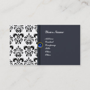 CLASSY DAMASK MONOGRAM blue sapphire gold Visitekaartje