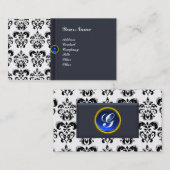 CLASSY DAMASK MONOGRAM blue sapphire gold Visitekaartje (Voorkant / Achterkant)
