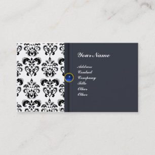 CLASSY DAMASK MONOGRAM blue sapphire Visitekaartje