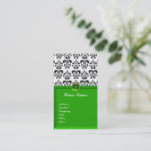 CLASSY DAMASK MONOGRAM green emerald platinum Visitekaartje (Staand voorkant)