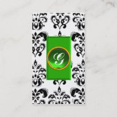 CLASSY DAMASK MONOGRAM green emerald platinum Visitekaartje (Achterkant)
