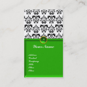 CLASSY DAMASK MONOGRAM green emerald platinum Visitekaartje