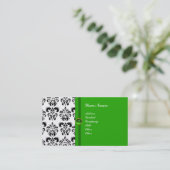 CLASSY DAMASK MONOGRAM green emerald platinum Visitekaartje (Staand voorkant)