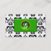 CLASSY DAMASK MONOGRAM green emerald platinum Visitekaartje (Achterkant)