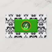 CLASSY DAMASK MONOGRAM groen smaragdgroen goud Visitekaartje (Achterkant)