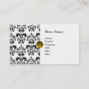 CLASSY DAMASK MONOGRAM metallic eggshell Visitekaartje