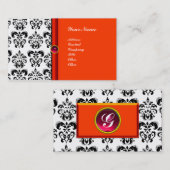 CLASSY DAMASK MONOGRAM, paarse roze ruby Visitekaartje (Voorkant / Achterkant)