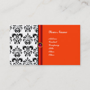 CLASSY DAMASK MONOGRAM, paarse roze ruby Visitekaartje