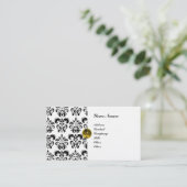 CLASSY DAMASK MONOGRAM paarse zwarte witte linnen Visitekaartje (Staand voorkant)